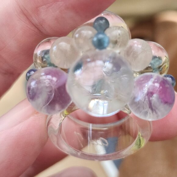 Bubble Ring / Vintage Lucite Plastic Huge Mod Bubble Cocktail Ring - Picture 8 of 10